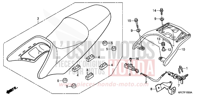 SITZ/TRAEGER von Varadero 125 PEARL CONCOURS BLACK (NHA65) von 2011